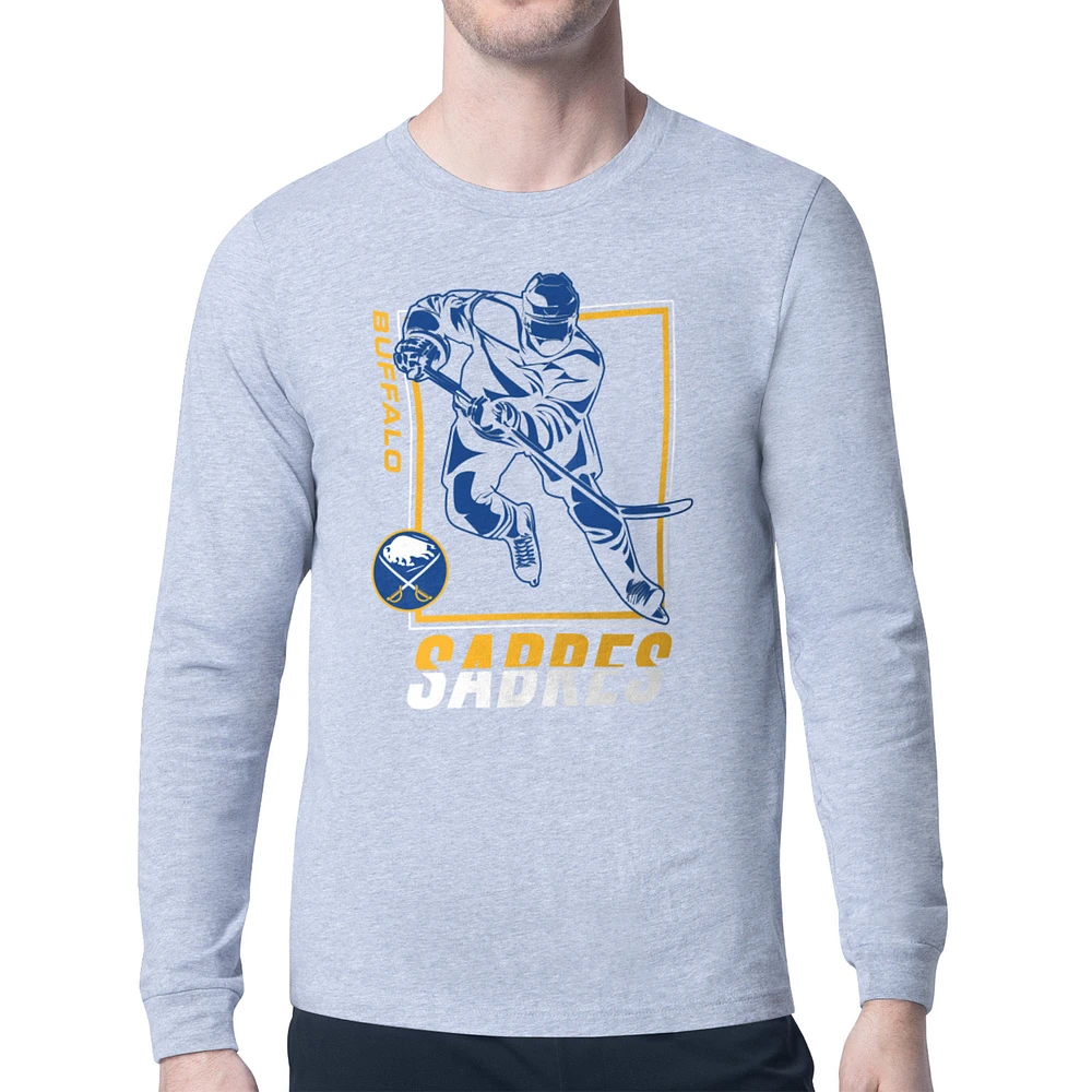 Men's Starter Heather Gray Buffalo Sabres Player Grid Long Sleeve T-Shirt