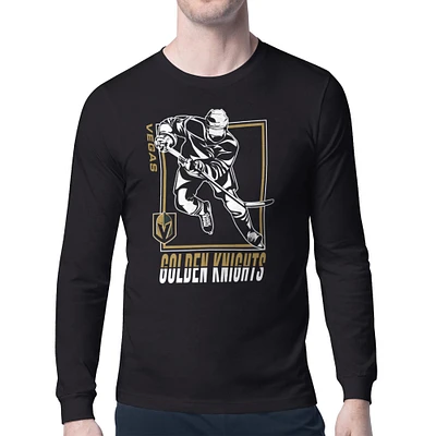 Men's Starter Black Vegas Golden Knights Player Grid Long Sleeve T-Shirt