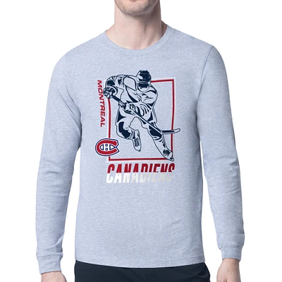 Men's Starter Heather Gray Montreal Canadiens Player Grid Long Sleeve T-Shirt