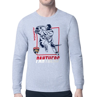 Men's Starter Heather Gray Florida Panthers Player Grid Long Sleeve T-Shirt