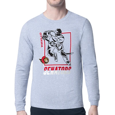 Men's Starter Heather Gray Ottawa Senators Player Grid Long Sleeve T-Shirt