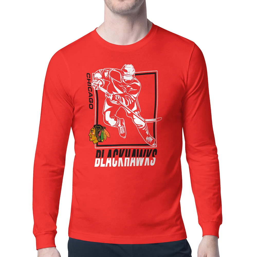 Men's Starter Chicago Blackhawks Player Grid Long Sleeve T-Shirt