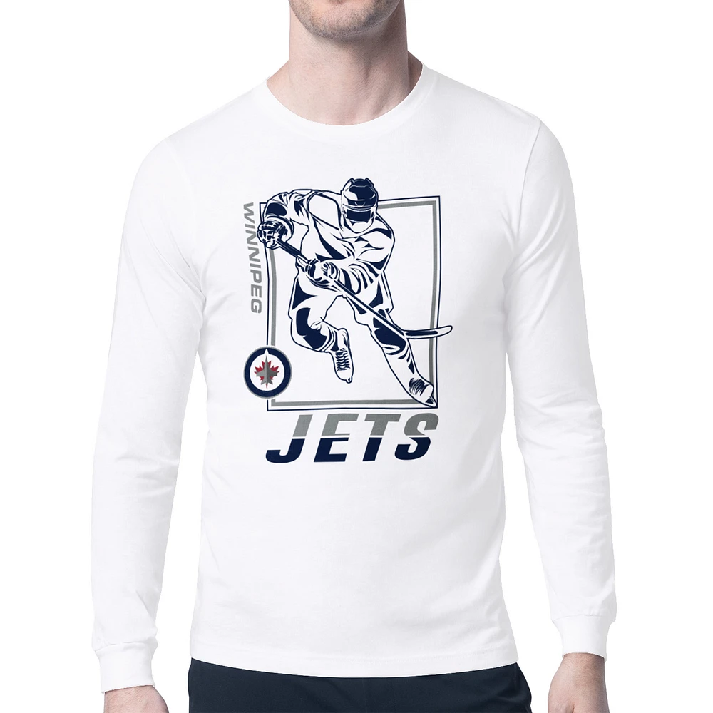 Men's Starter White Winnipeg Jets Player Grid Long Sleeve T-Shirt