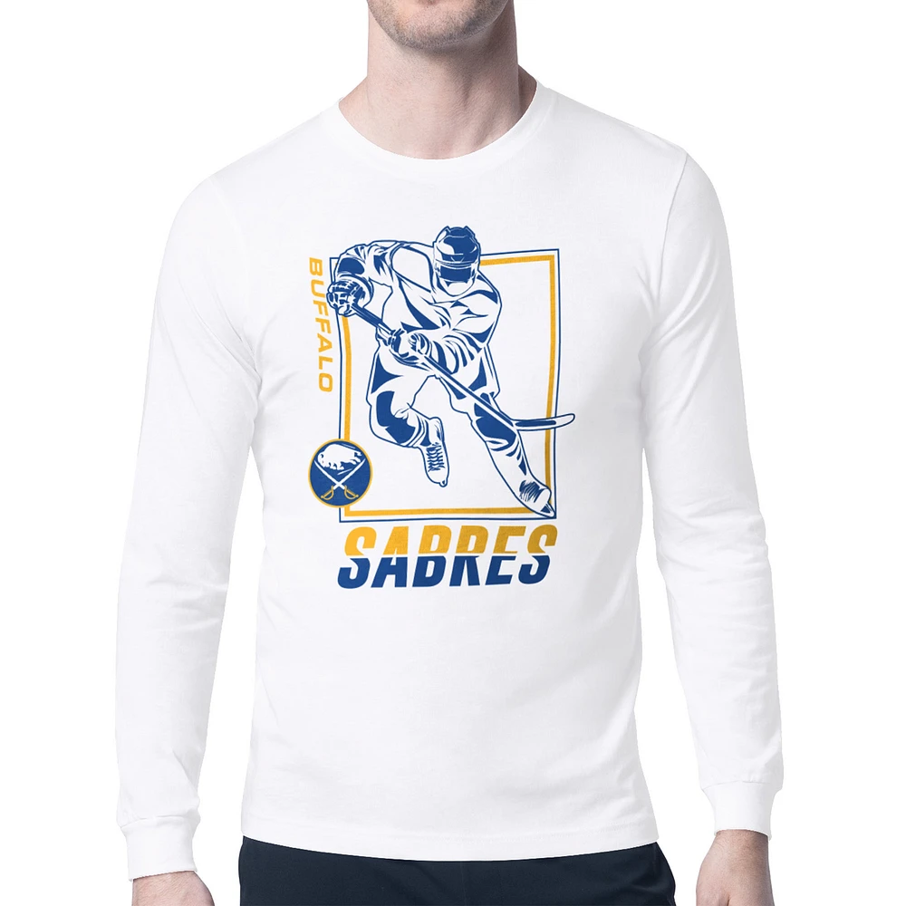 Men's Starter White Buffalo Sabres Player Grid Long Sleeve T-Shirt