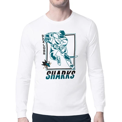 Men's Starter White San Jose Sharks Player Grid Long Sleeve T-Shirt