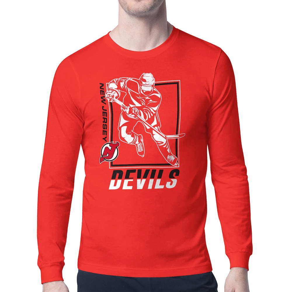 Men's Starter New Jersey Devils Player Grid Long Sleeve T-Shirt