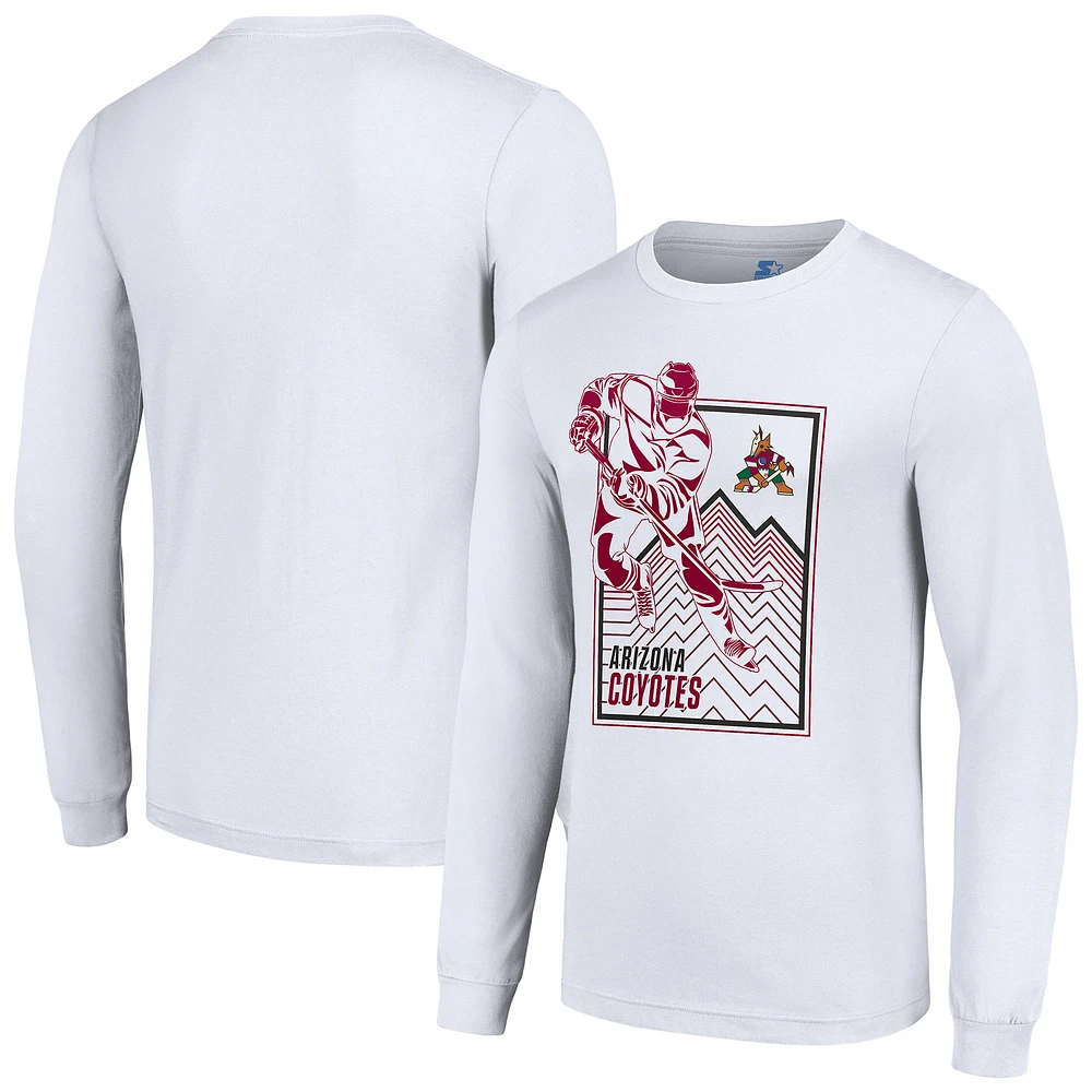 Men's Starter White Arizona Coyotes Player Grid Long Sleeve T-Shirt