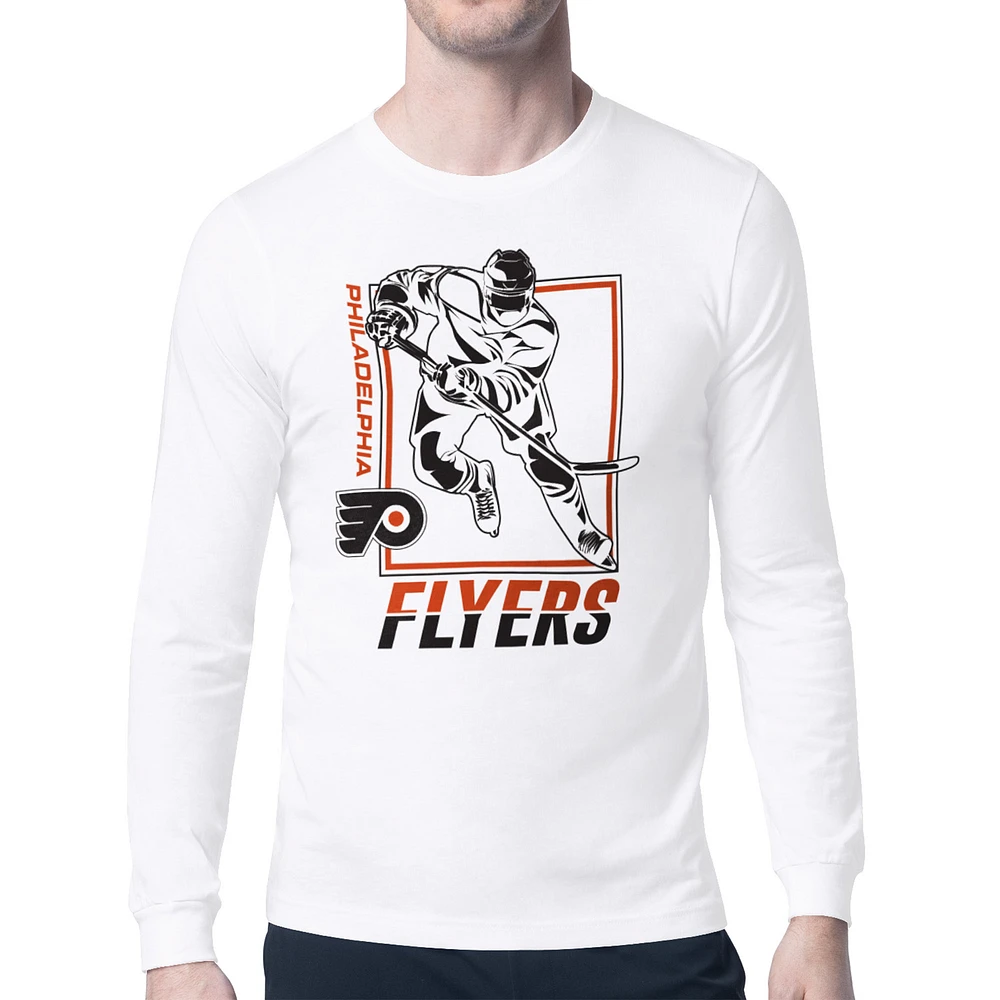 Men's Starter White Philadelphia Flyers Player Grid Long Sleeve T-Shirt