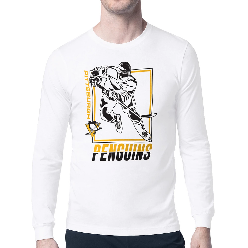 Men's Starter White Pittsburgh Penguins Player Grid Long Sleeve T-Shirt