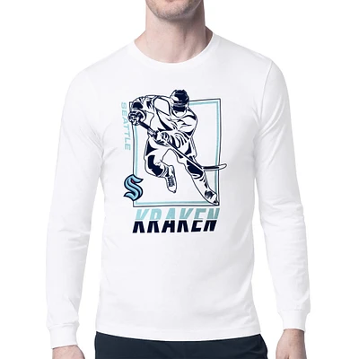Men's Starter White Seattle Kraken Player Grid Long Sleeve T-Shirt