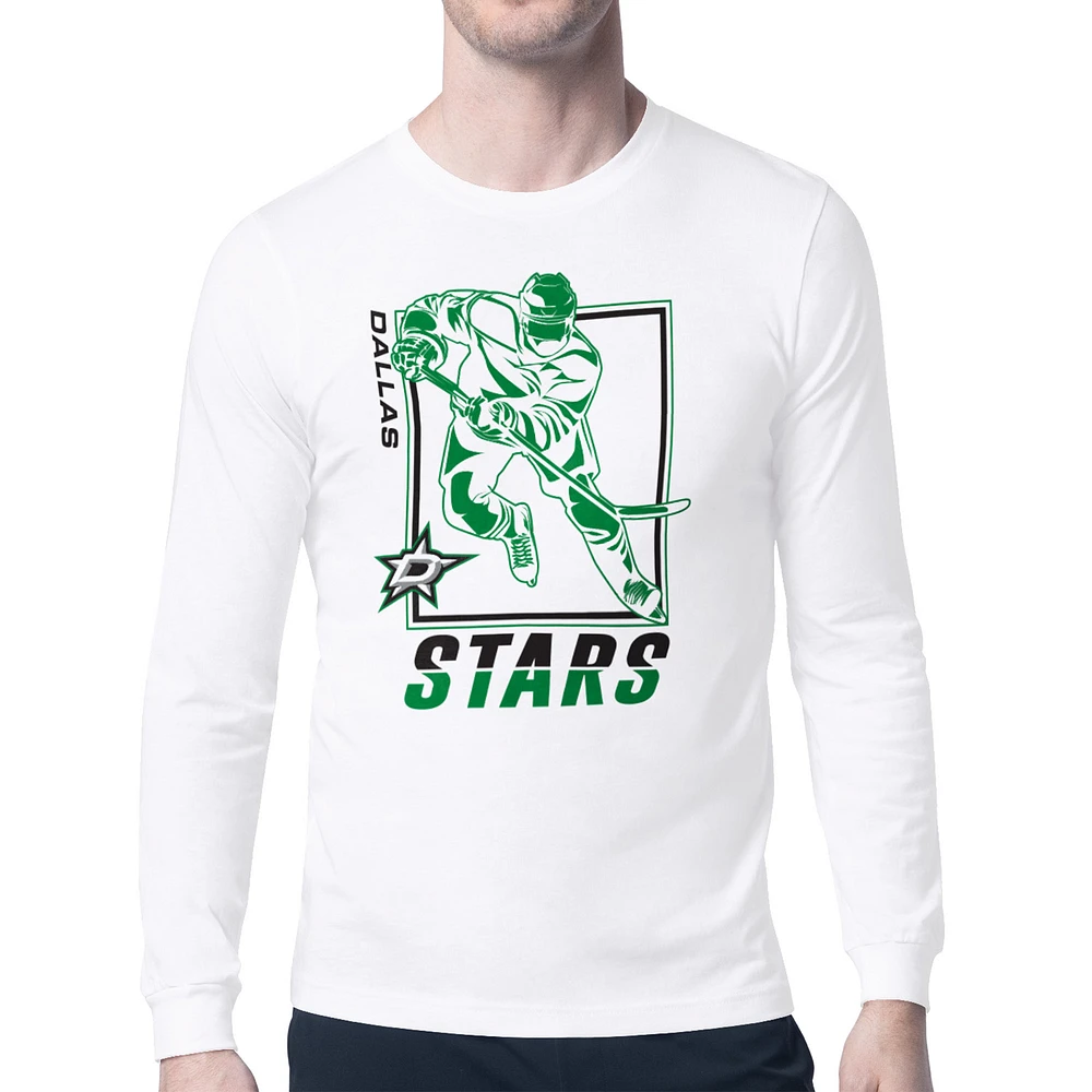 Men's Starter White Dallas Stars Player Grid Long Sleeve T-Shirt