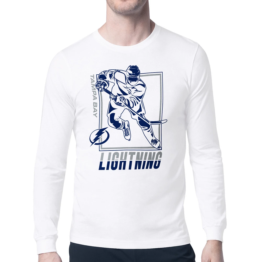 Men's Starter White Tampa Bay Lightning Player Grid Long Sleeve T-Shirt