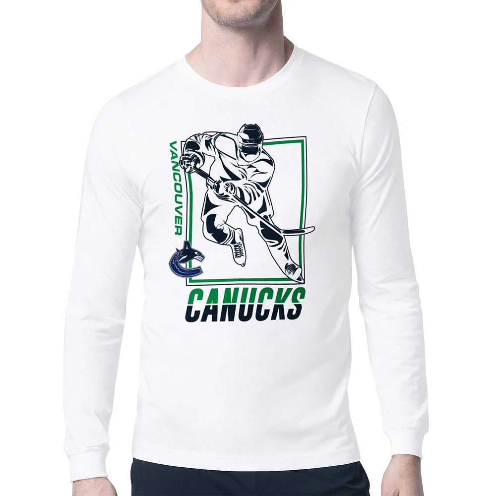 Men's Starter White Vancouver Canucks Player Grid Long Sleeve T-Shirt