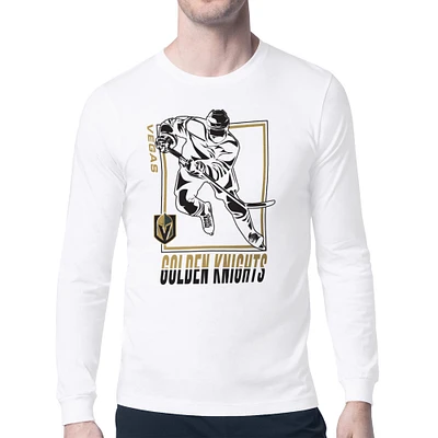 Men's Starter White Vegas Golden Knights Player Grid Long Sleeve T-Shirt