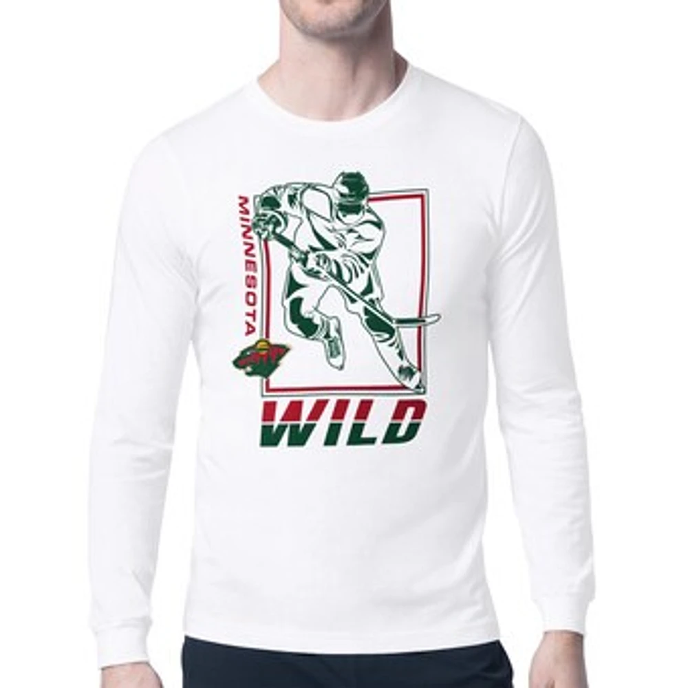 Men's Starter White Minnesota Wild Player Grid Long Sleeve T-Shirt