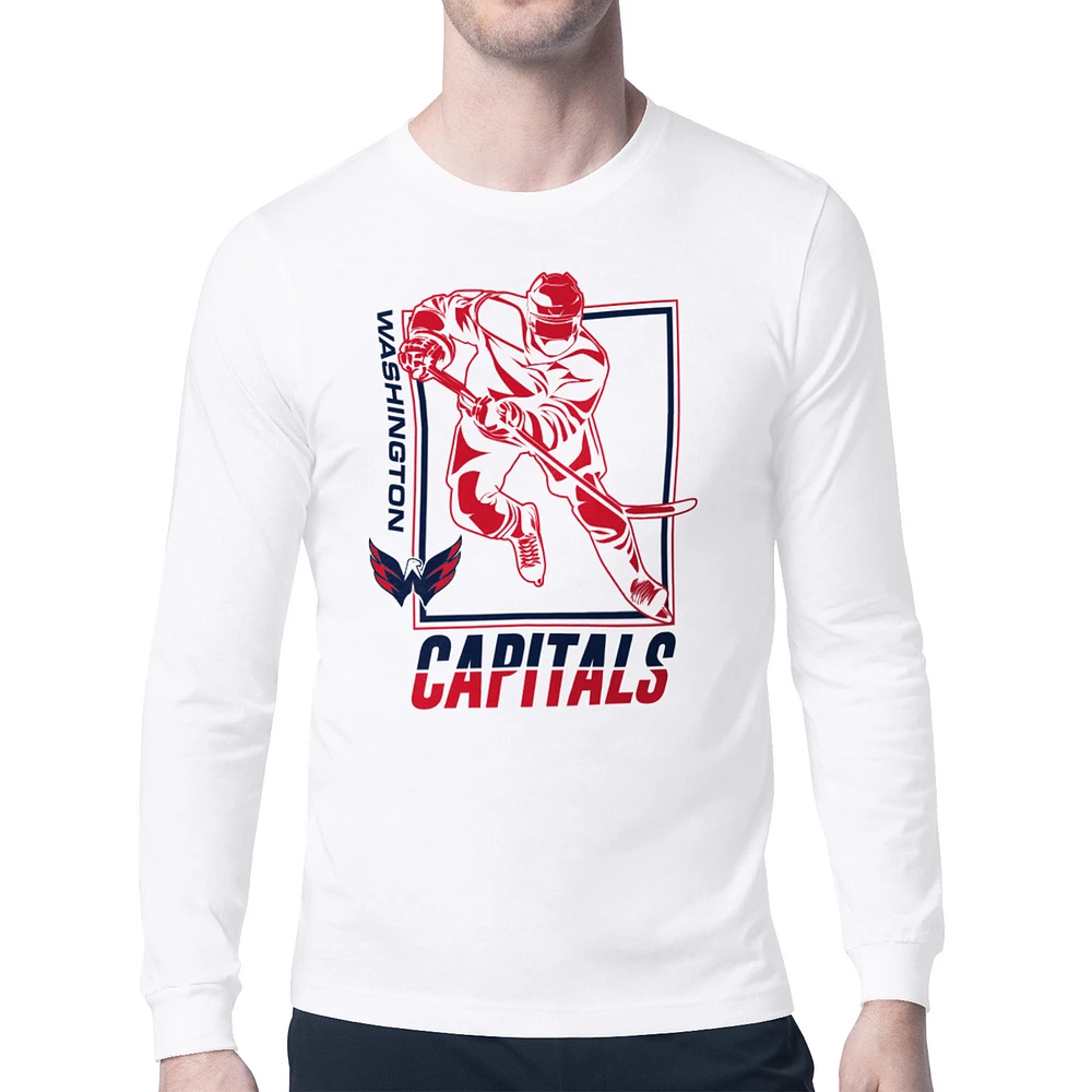 Men's Starter White Washington Capitals Player Grid Long Sleeve T-Shirt