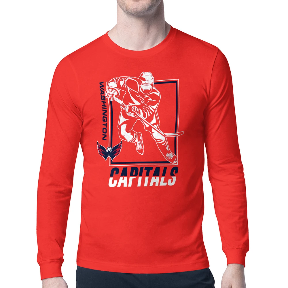 Men's Starter Red Washington Capitals Player Grid Long Sleeve T-Shirt