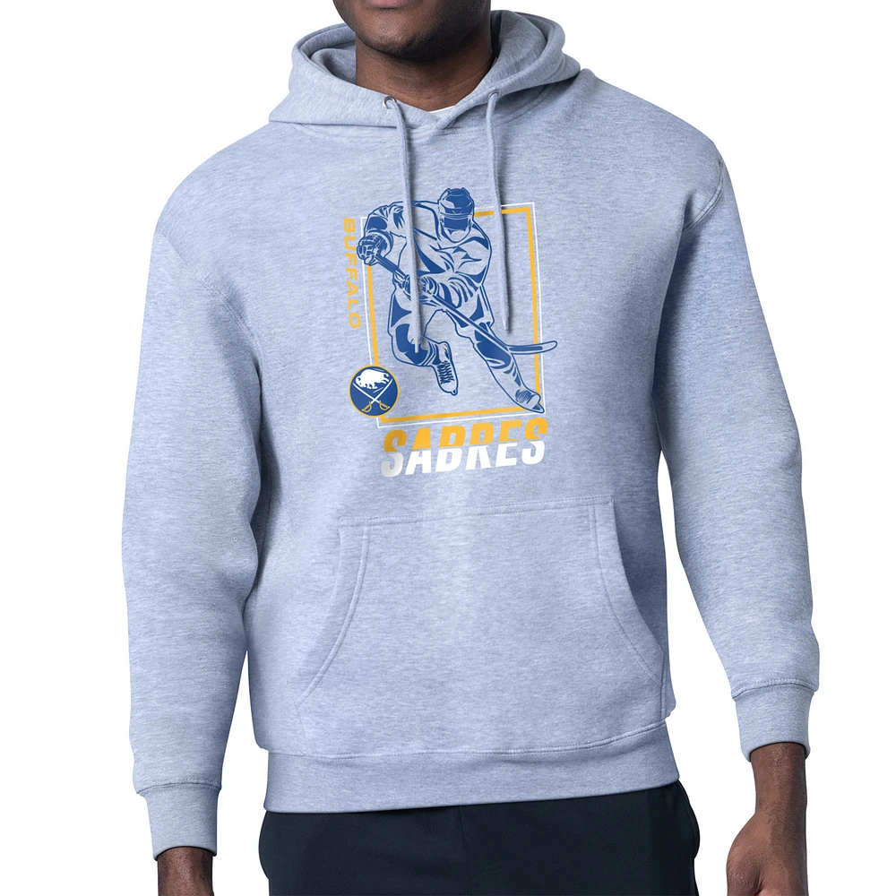 Men's Starter Heather Gray Buffalo Sabres Player Grid Fleece Pullover Hoodie