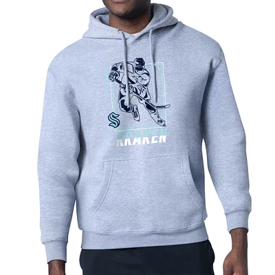 Men's Starter Heather Gray San Jose Sharks Player Grid Fleece Pullover Hoodie