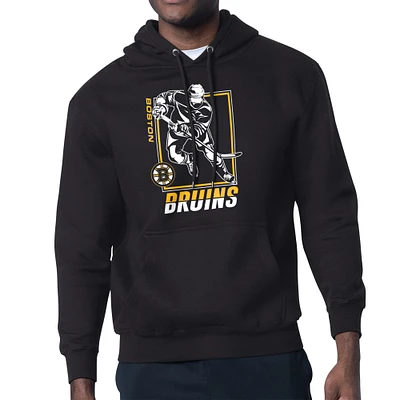 Men's Starter Black Boston Bruins Player Grid Fleece Pullover Hoodie