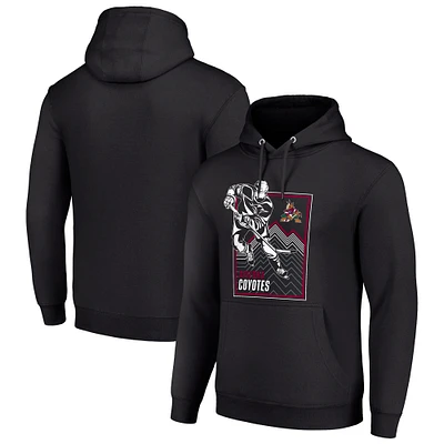 Men's Starter Black Arizona Coyotes Player Grid Fleece Pullover Hoodie
