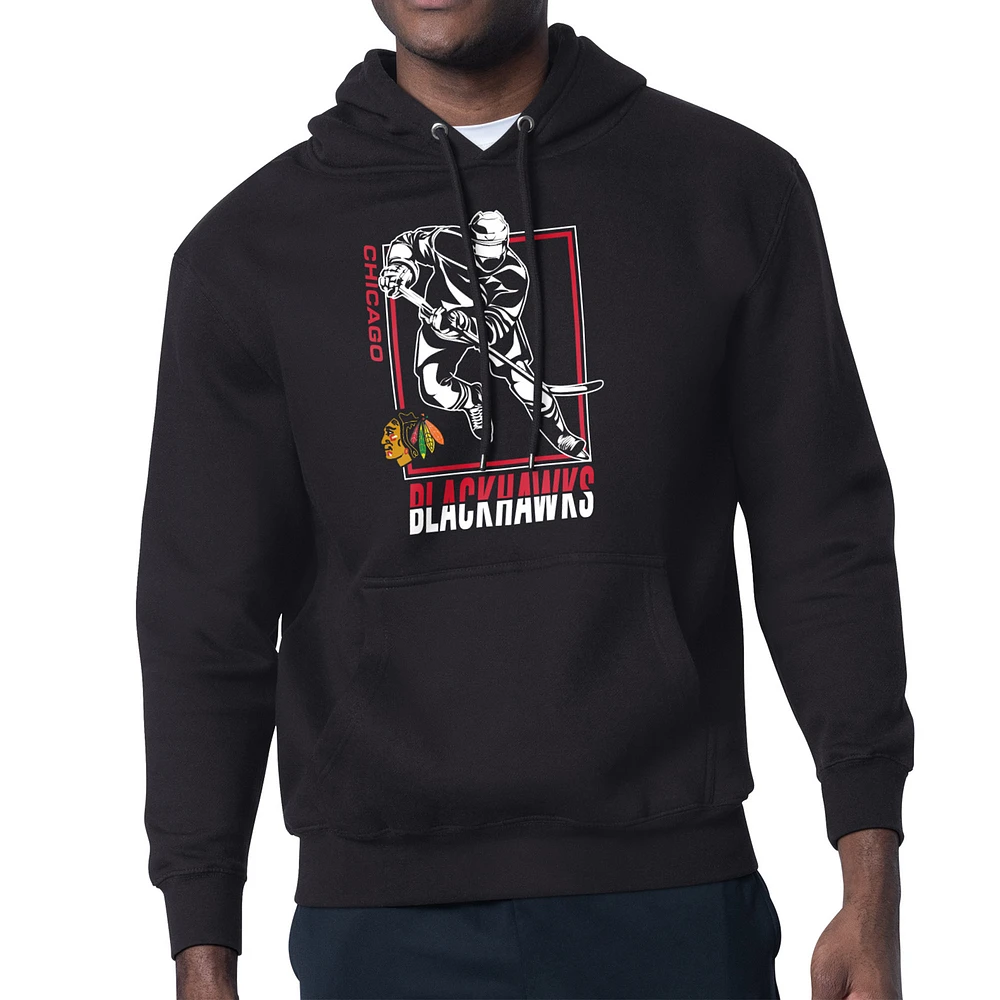 Men's Starter Chicago Blackhawks Player Grid Fleece Pullover Hoodie