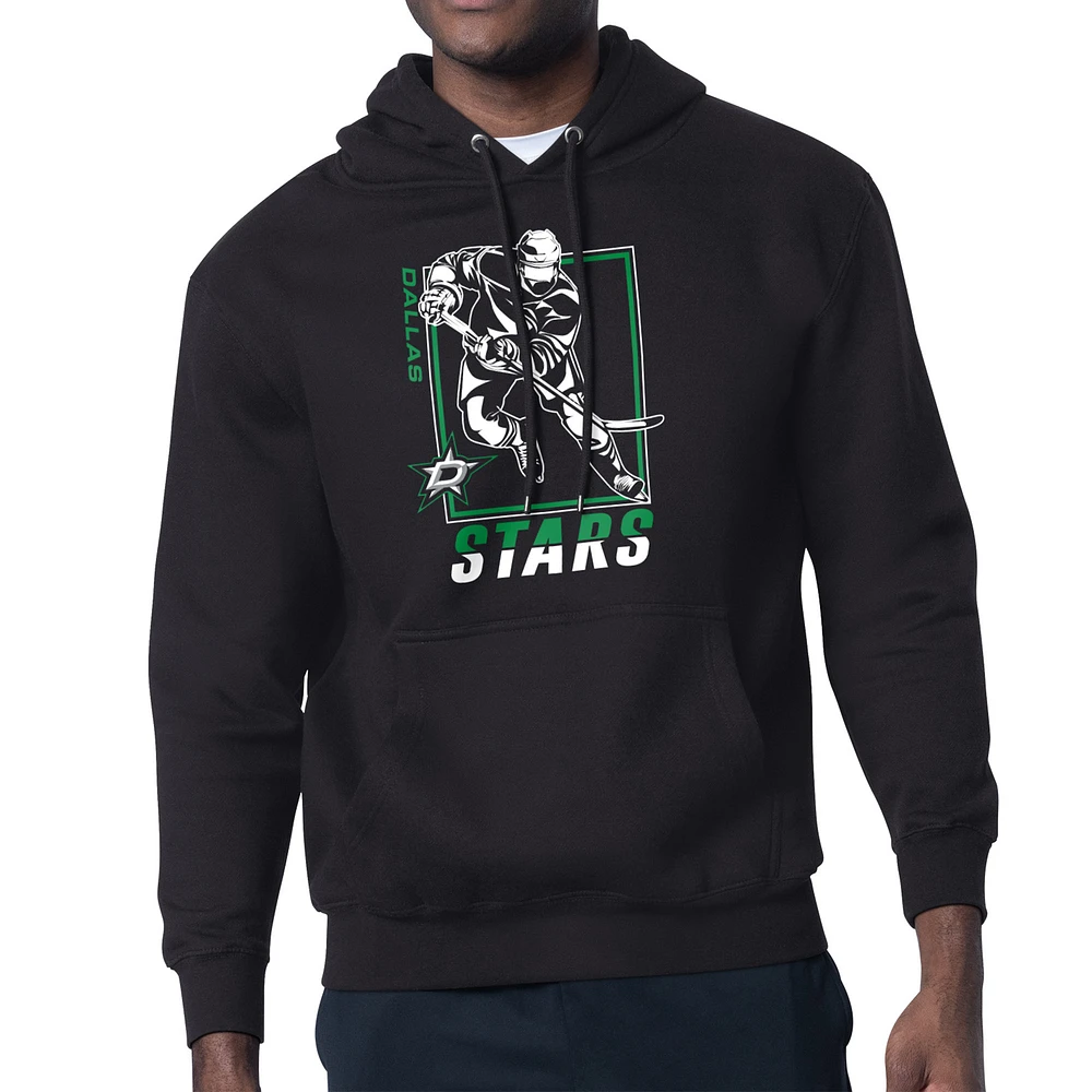 Men's Starter Black Dallas Stars Player Grid Fleece Pullover Hoodie