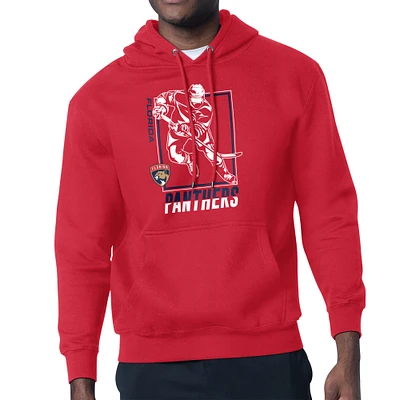 Men's Starter Red Florida Panthers Player Grid Fleece Pullover Hoodie