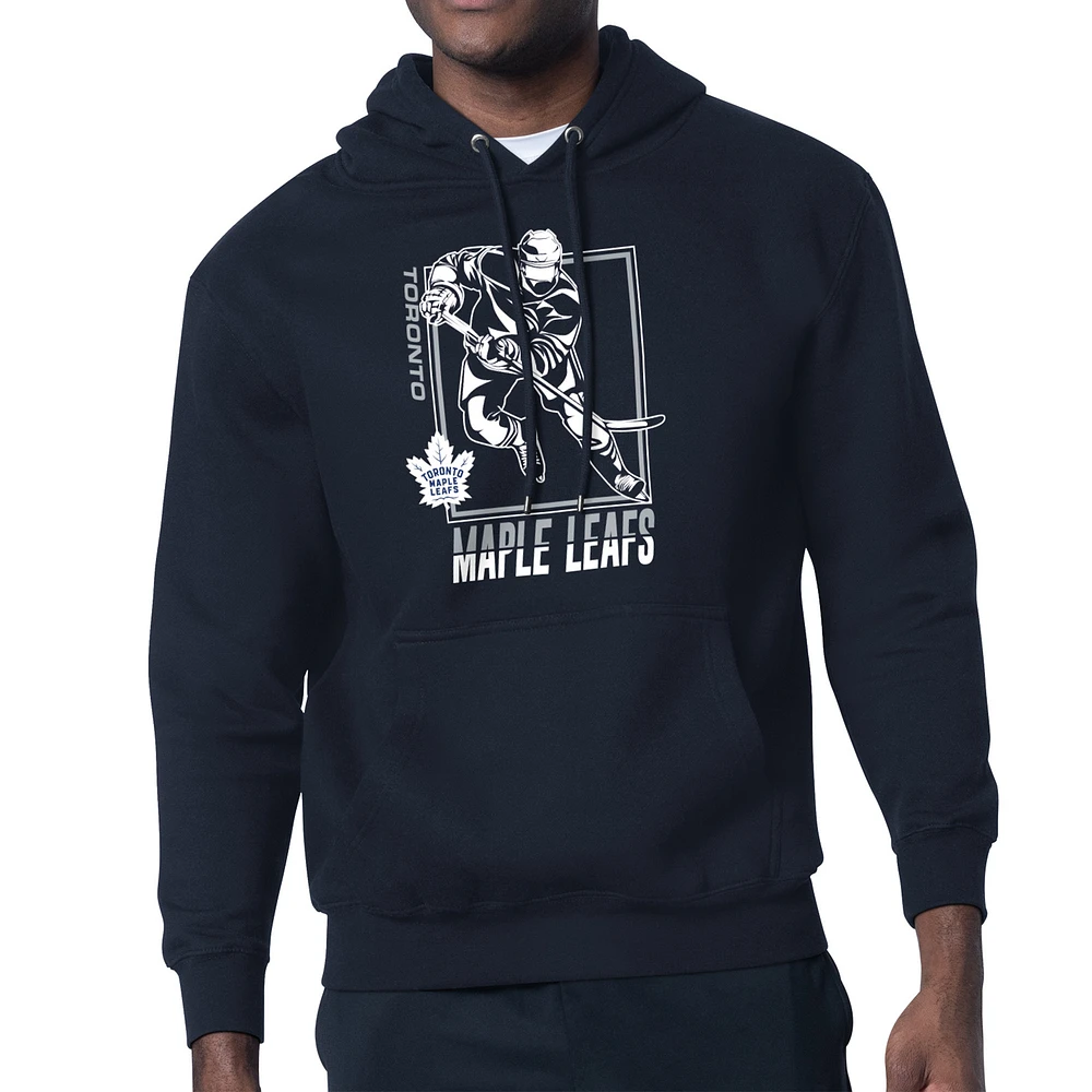 Men's Starter Navy Toronto Maple Leafs Player Grid Fleece Pullover Hoodie