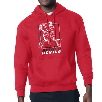 Men's Starter Red New Jersey Devils Player Grid Fleece Pullover Hoodie