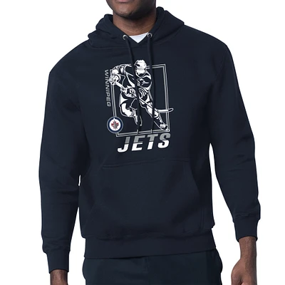 Men's Starter Navy Winnipeg Jets Player Grid Fleece Pullover Hoodie
