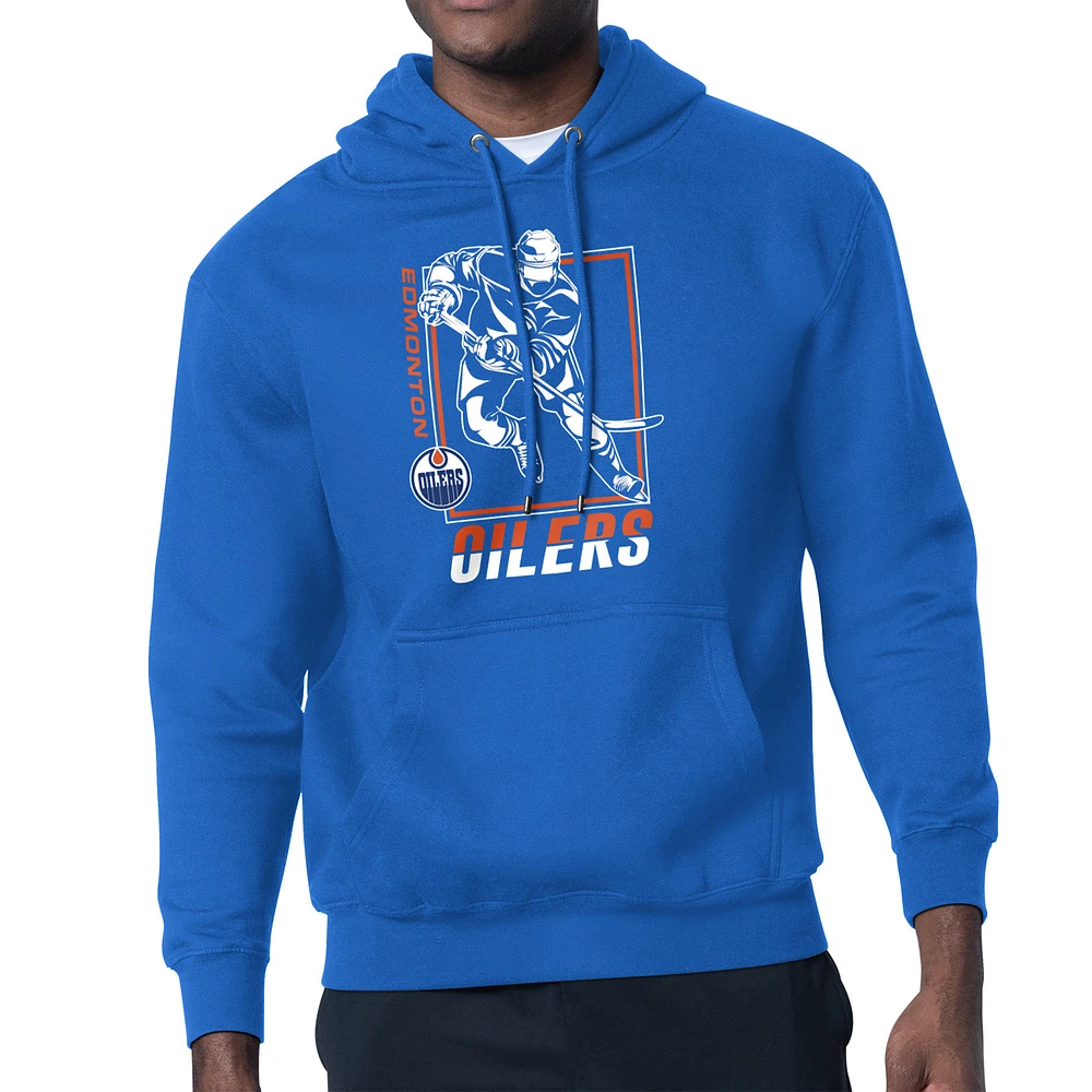 Men's Starter Royal Edmonton Oilers Player Grid Fleece Pullover Hoodie