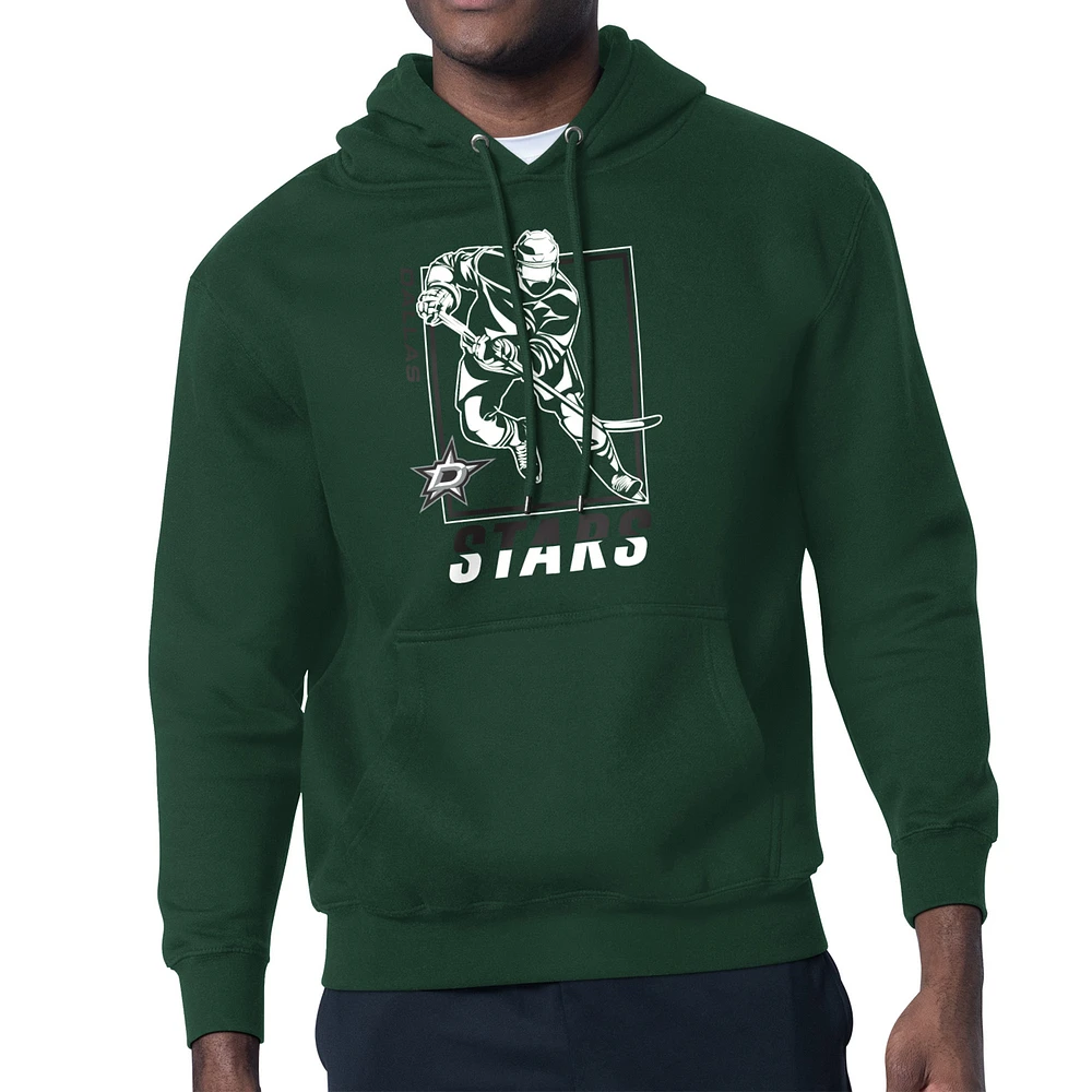 Men's Starter Green Dallas Stars Player Grid Fleece Pullover Hoodie