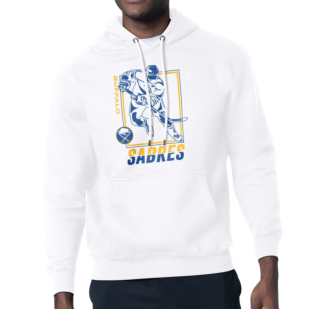 Men's Starter White Buffalo Sabres Player Grid Fleece Pullover Hoodie