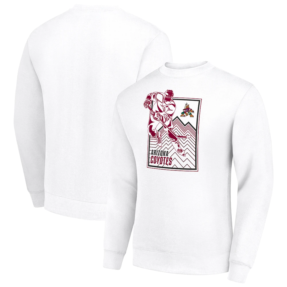 Men's Starter White Arizona Coyotes Player Grid Fleece Pullover Sweatshirt