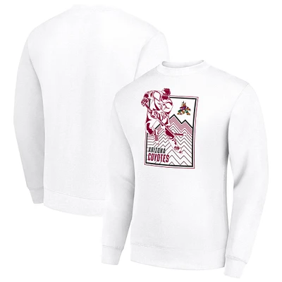 Men's Starter White Arizona Coyotes Player Grid Fleece Pullover Sweatshirt