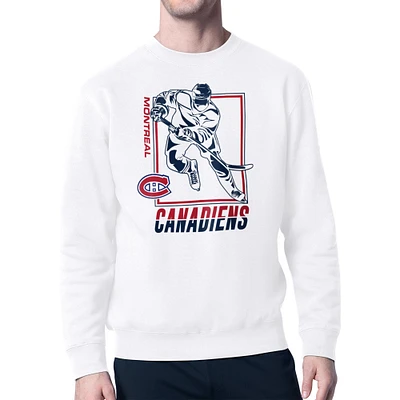 Men's Starter White Montreal Canadiens Player Grid Fleece Pullover Sweatshirt