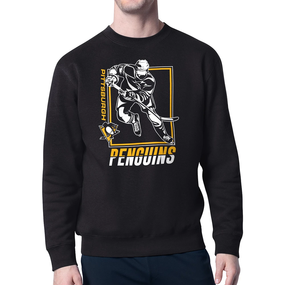 Men's Starter Pittsburgh Penguins Player Grid Fleece Pullover Sweatshirt