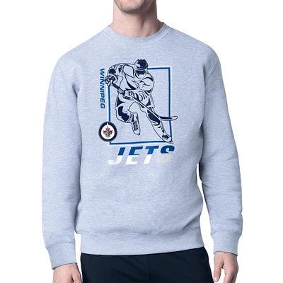 Men's Starter Heather Gray Winnipeg Jets Player Grid Fleece Pullover Sweatshirt