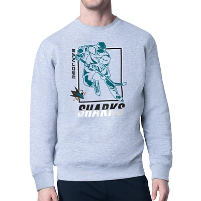 Men's Starter Heather Gray San Jose Sharks Player Grid Fleece Pullover Sweatshirt