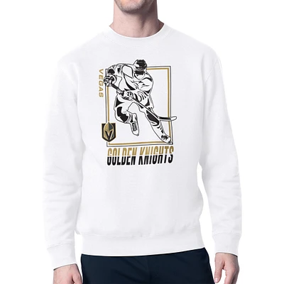 Men's Starter White Vegas Golden Knights Player Grid Fleece Pullover Sweatshirt