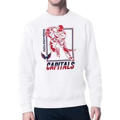 Men's Starter White Washington Capitals Player Grid Fleece Pullover Sweatshirt
