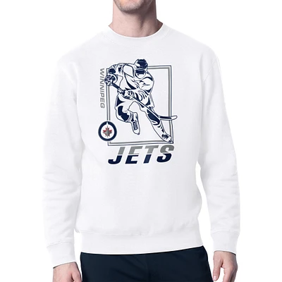 Men's Starter White Winnipeg Jets Player Grid Fleece Pullover Sweatshirt
