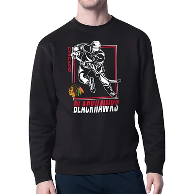 Men's Starter Chicago Blackhawks Player Grid Fleece Pullover Sweatshirt