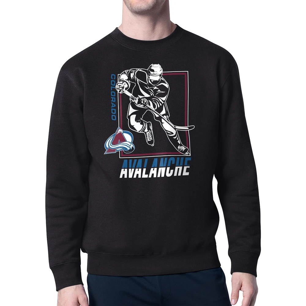 Men's Starter Colorado Avalanche Player Grid Fleece Pullover Sweatshirt