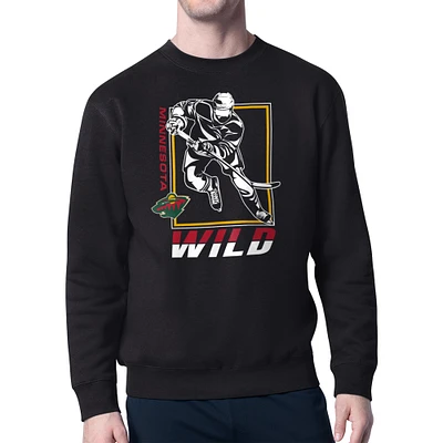 Men's Starter Minnesota Wild Player Grid Fleece Pullover Sweatshirt