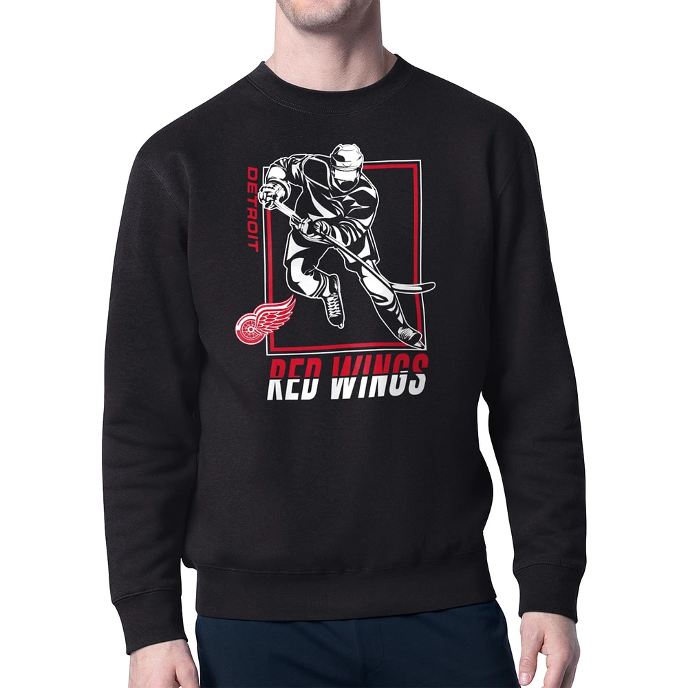 Men's Starter Detroit Red Wings Player Grid Fleece Pullover Sweatshirt