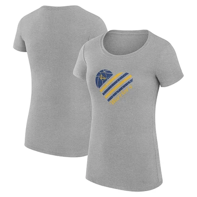 Women's G-III 4Her by Carl Banks Heather Gray Golden State Warriors Super-Slim Fit Lightweight Heart T-Shirt