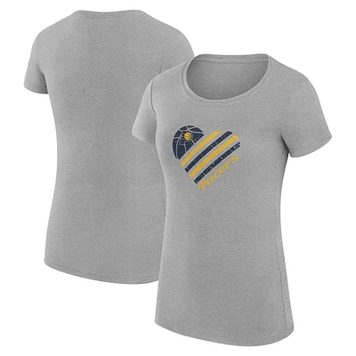 Women's G-III 4Her by Carl Banks Heather Gray Indiana Pacers Super-Slim Fit Lightweight Heart T-Shirt