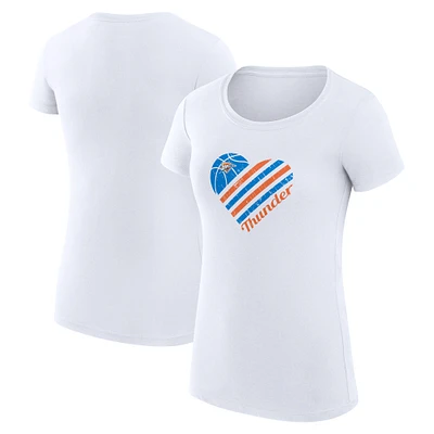 Women's G-III 4Her by Carl Banks White Oklahoma City Thunder Super-Slim Fit Lightweight Heart T-Shirt